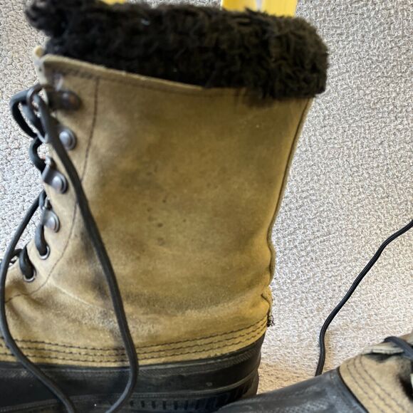 Sorel Kaufman Canada Wool Lined Boots Mens 9 Green Khaki Steel Shank Winter USA - Picture 5 of 11